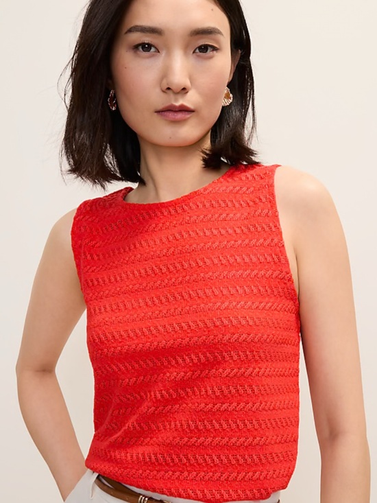 Ann Taylor Tops - Loft Orange Sleeveless Textured Knit Dress Top - Women M